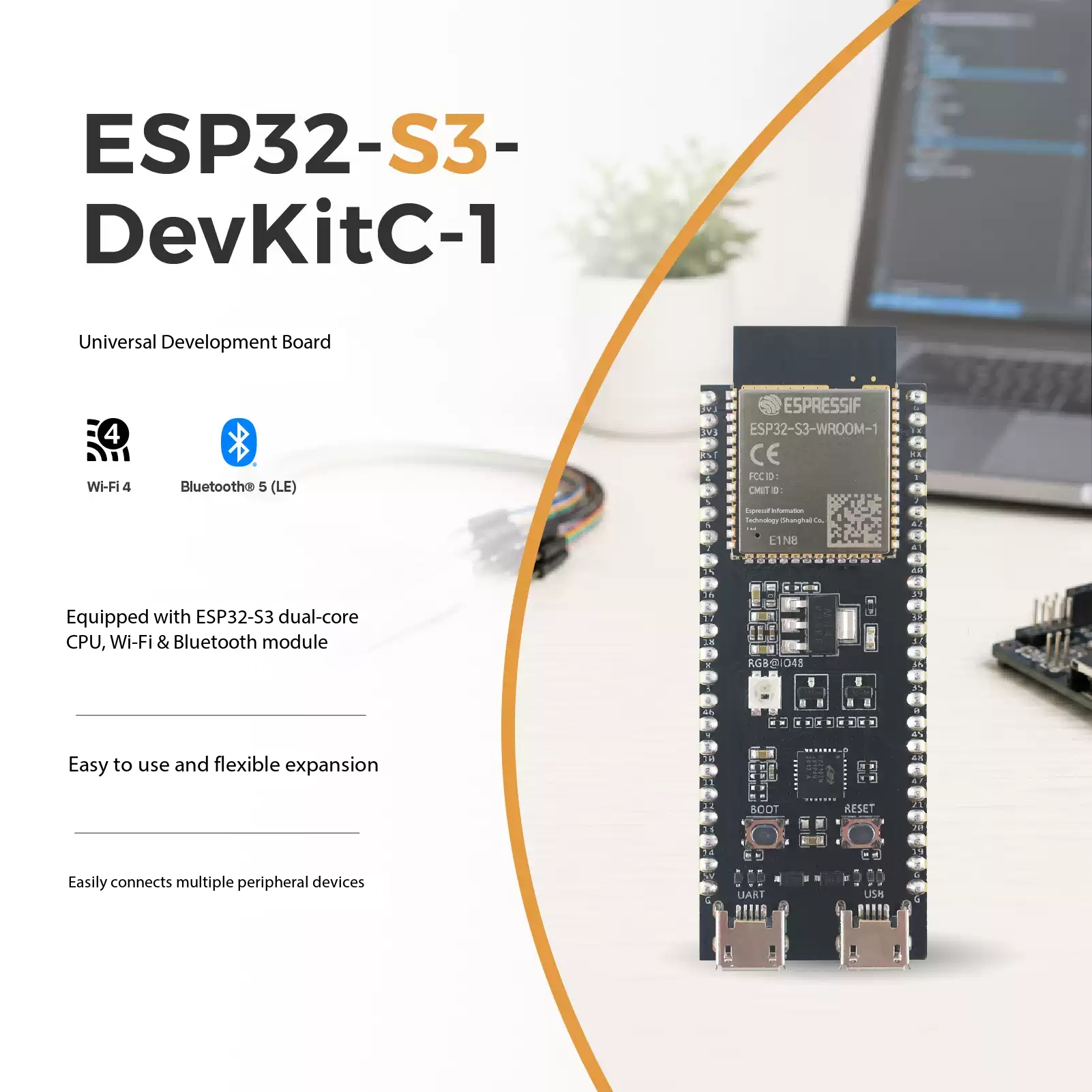 Esp32 S3 Devkitc 1 - Espressif ESP32-S3-DevKitC-1: ontwikkelbord met dubbele processor,