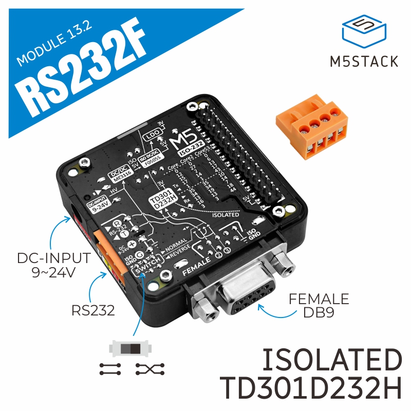 M5Stack - M5Stack officiële RS232-module 13.2 met DB9-vrouwelijke