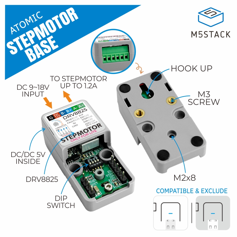 M5Stack - M5Stack officiële ATOMIC stapmotorbasis (DRV8825)