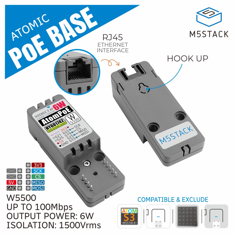 M5Stack - M5Stack officiële ATOMIC PoE-basis W5500